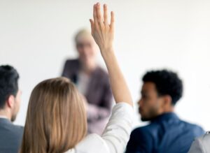 person asking a question
