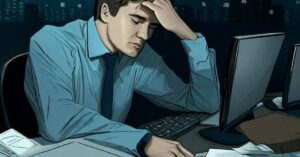 person at his computer frustated that he was denied an inheritance advance